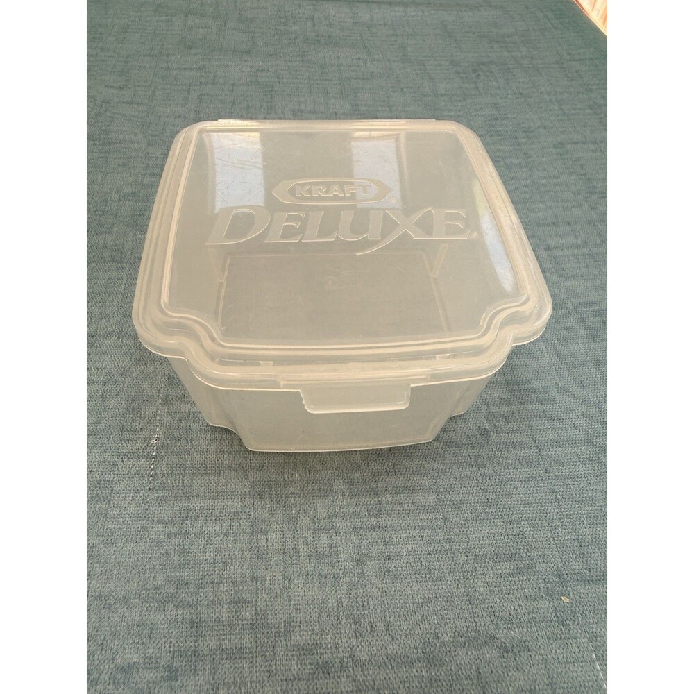 VINTAGE KRAFT CHEESE DELUXE SINGLES CLEAR PLASTIC SNAP TOP LID STORAGE CONTAINER